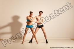 Underwear Woman - Man White Slim Short Brown Dancing Dynamic poses Academic